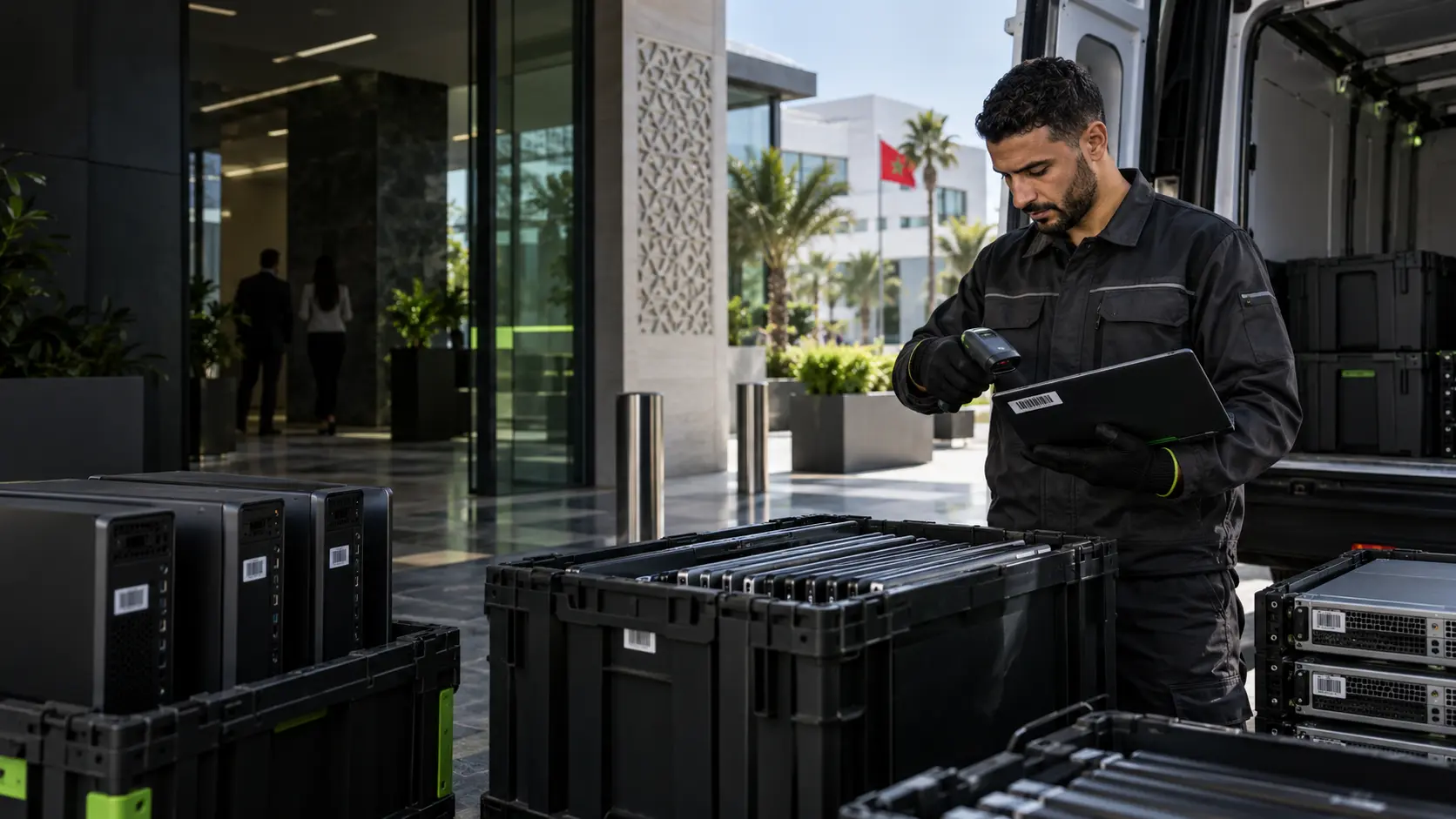 Technicien Recup-IT inventoriant des équipements informatiques avant leur collecte sécurisée